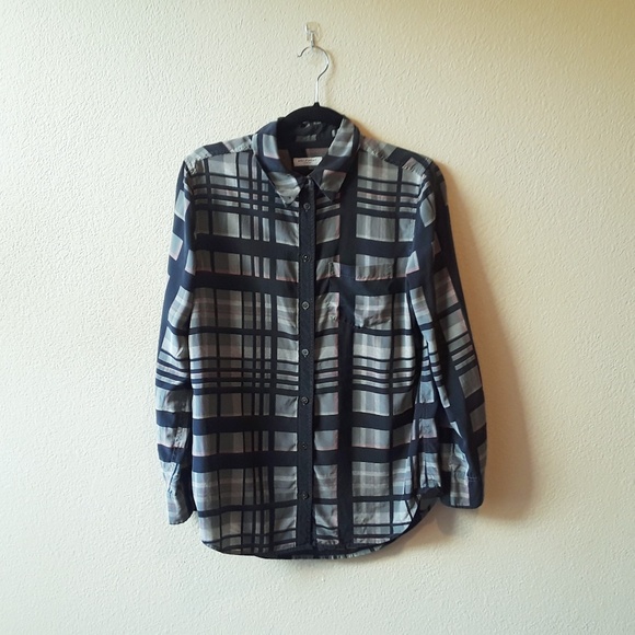 Equipment Tops - Equipment 100% silk plaid button down shirt, S